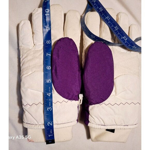 Vintage Gates Ladies Snow Gloves Purple & White Triad Insulated Large Nylon Poly - Picture 6 of 6